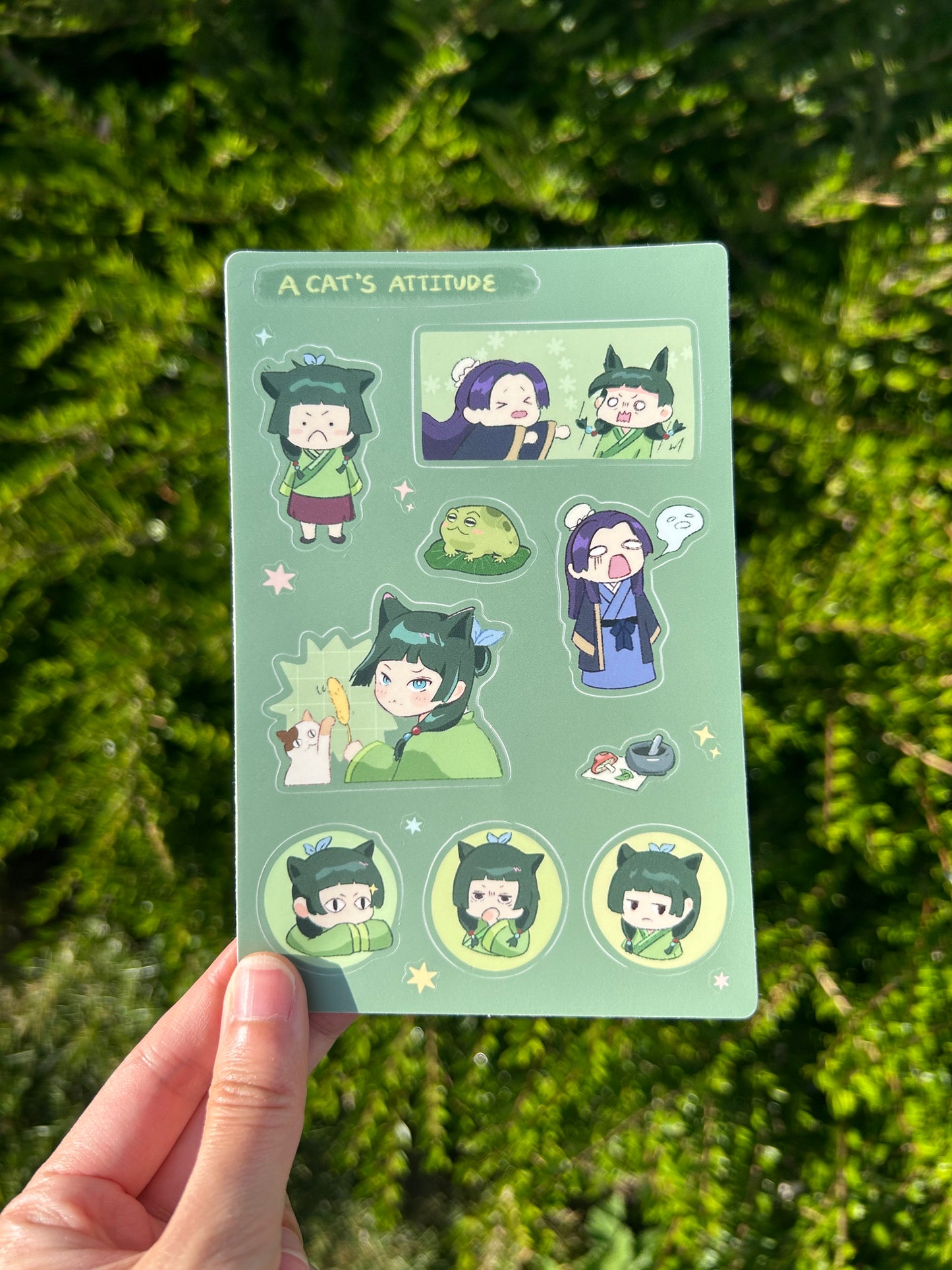 A cat's attitude sticker sheet