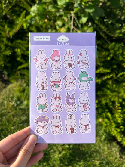 Fashion bunnies sticker sheet