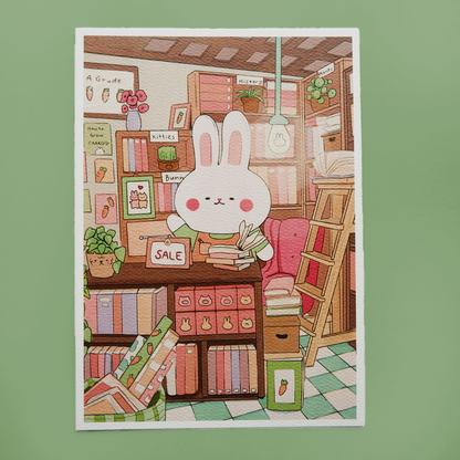 Bookstore Bunny Print
