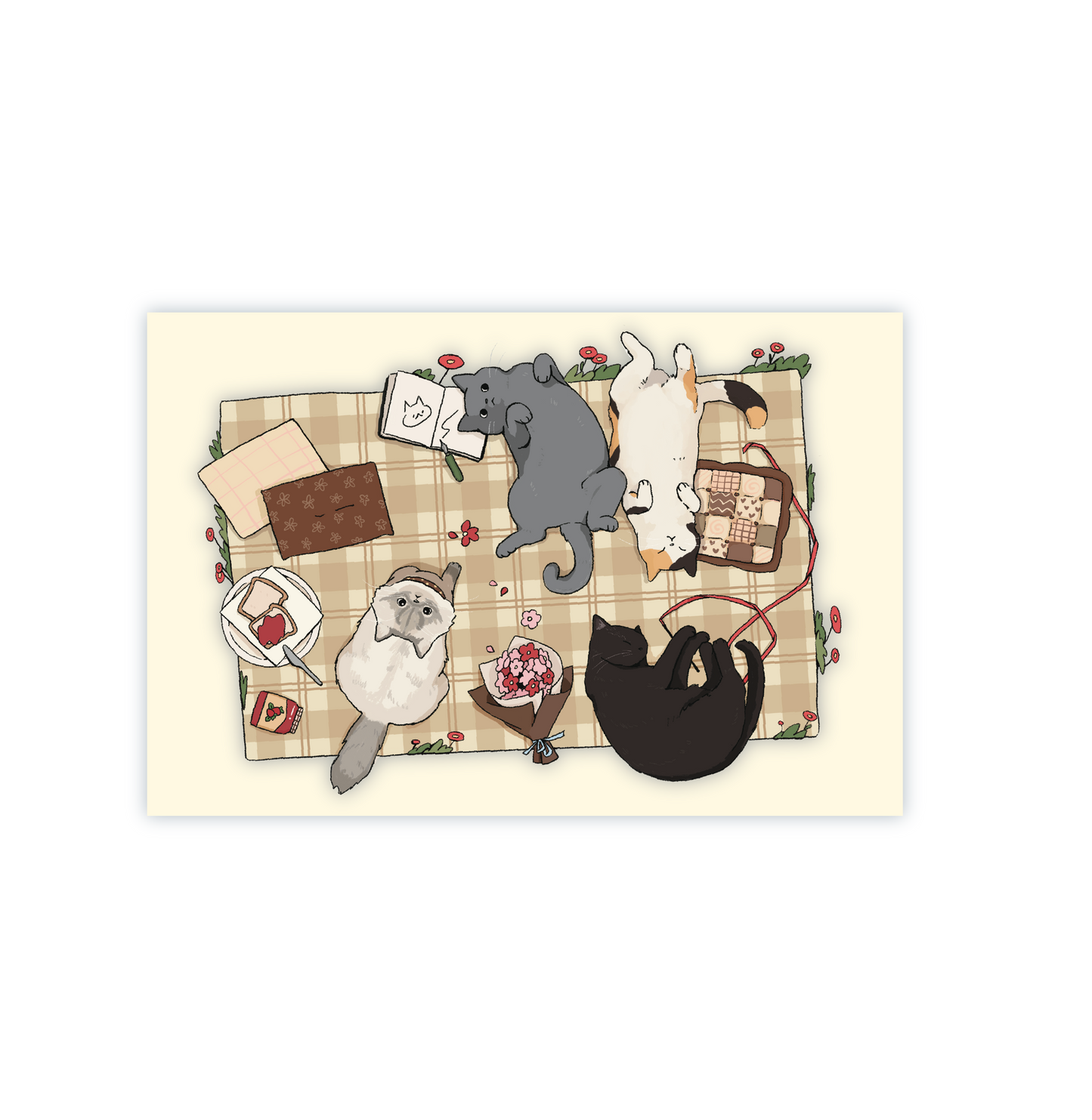 Cat Picnic Postcard